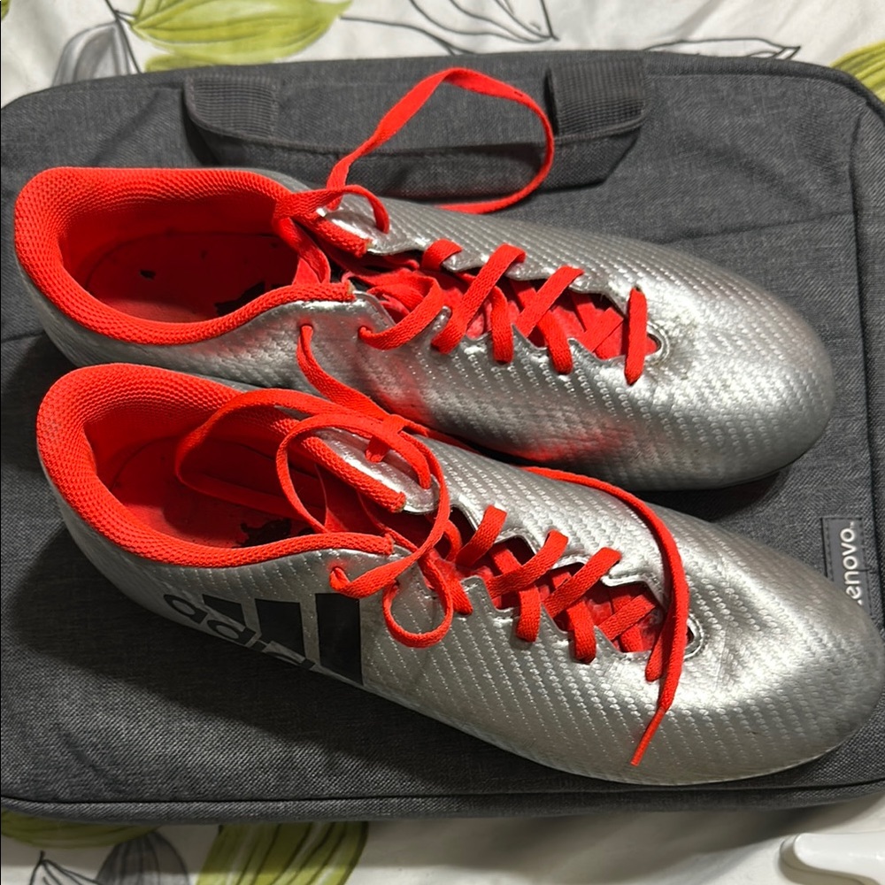 Adidas Soccer Cleats Mens 9 Silver Orange X 16.4 ART S75676